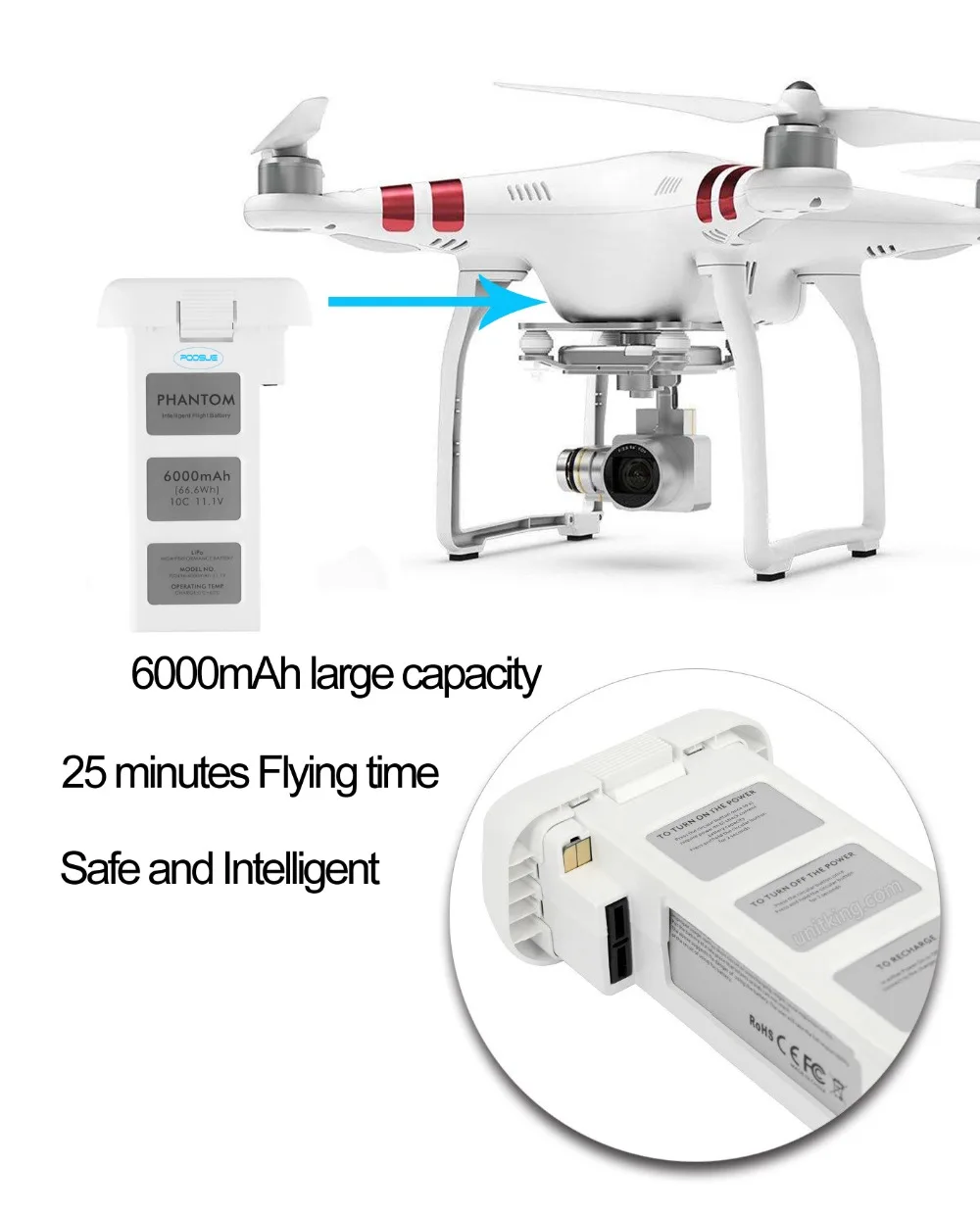 6000 мАч li-po аккумулятор dji phantom2 Аккумулятор для DJI Phantom 2+ Vision Квадрокоптер Дрон запчасти