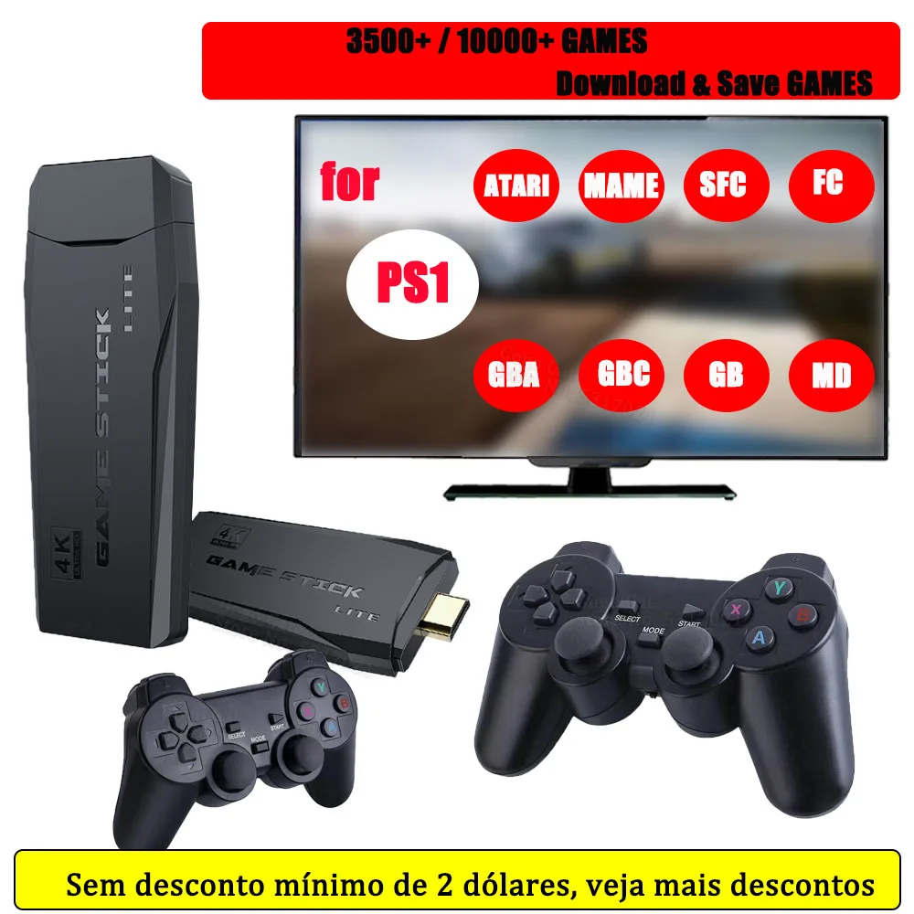 

Video Game Consoles 4K HD 2.4G Wireless 10000 Games 64GB Retro Mini Classic Gaming Gamepads TV Family Controller For PS1/GBA/MD