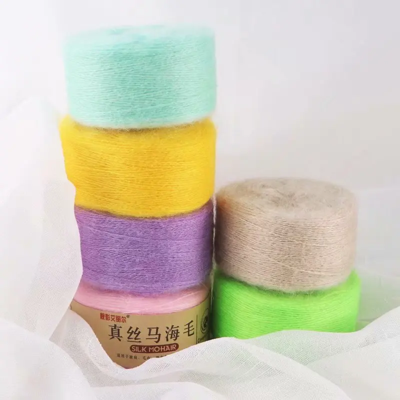 1 шт. = 50 г мохеровая шелковая пряжа для вязания крючком тонкая шерстяная