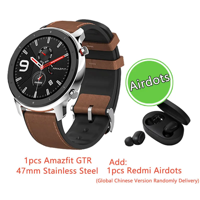Stainlesssteel-AIR Глобальная версия Amazfit GTR 47 мм Смарт-часы с gps 5ATM Водонепроницаемость 24 дня Срок службы батареи 12 спортивный режим управление музыкой+ ремешок - Цвет: Stainlesssteel-AIR