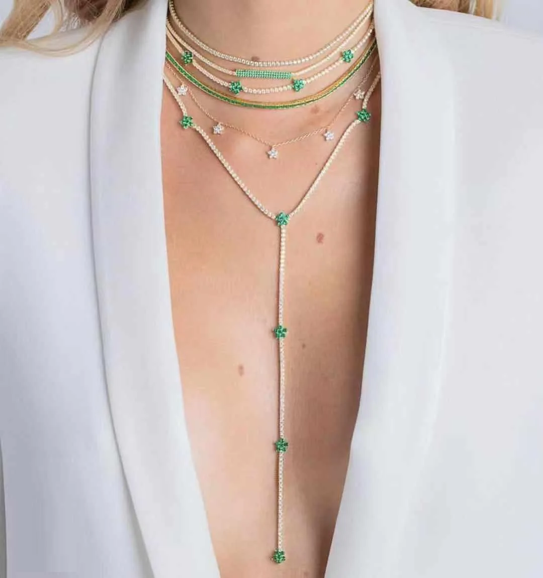 Романтическая тонкая цепочка для тенниса с кубическим цирконием пастельные