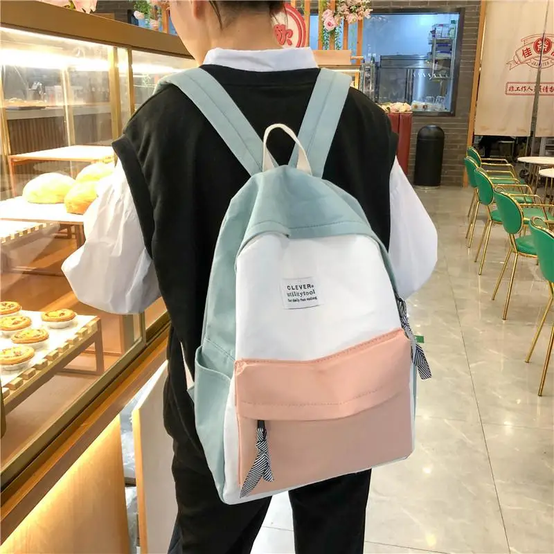 

Ladies Backpack Women Contrast Color Preppy Style Trendy Backpack Women School Bag for Teenage Girl College Female New Mochila