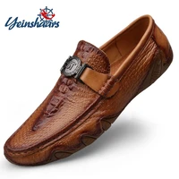 yeinshaars crocodile skin loafer shoes men genuine leather slip on moccasins handmade man casual shoes drive walk luxury leisure