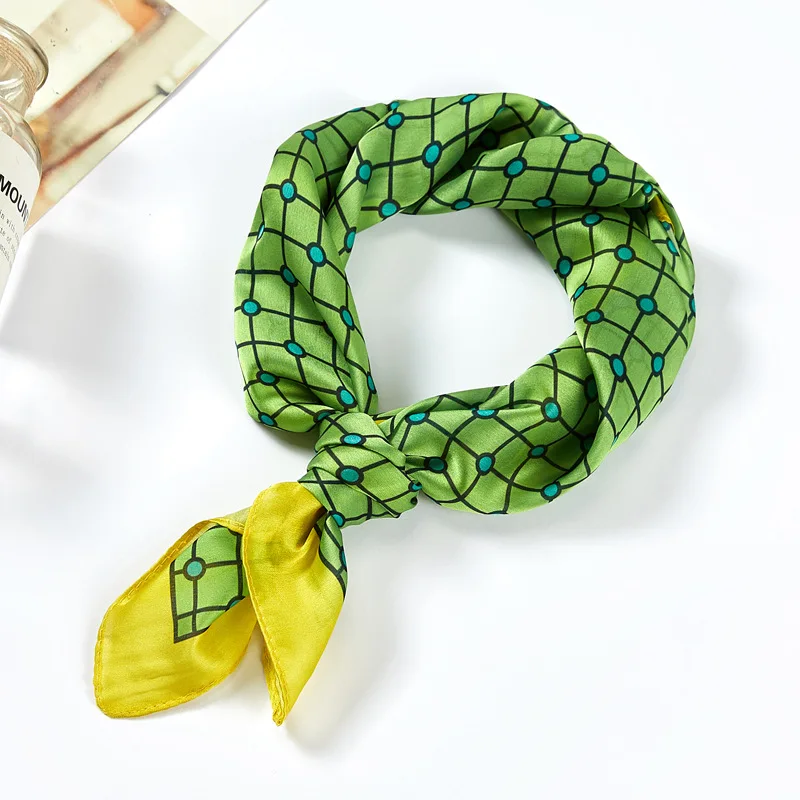 New style Plaid Scarf Bandana Women's Silk Scarves in Spring and Summer 53*53cm |