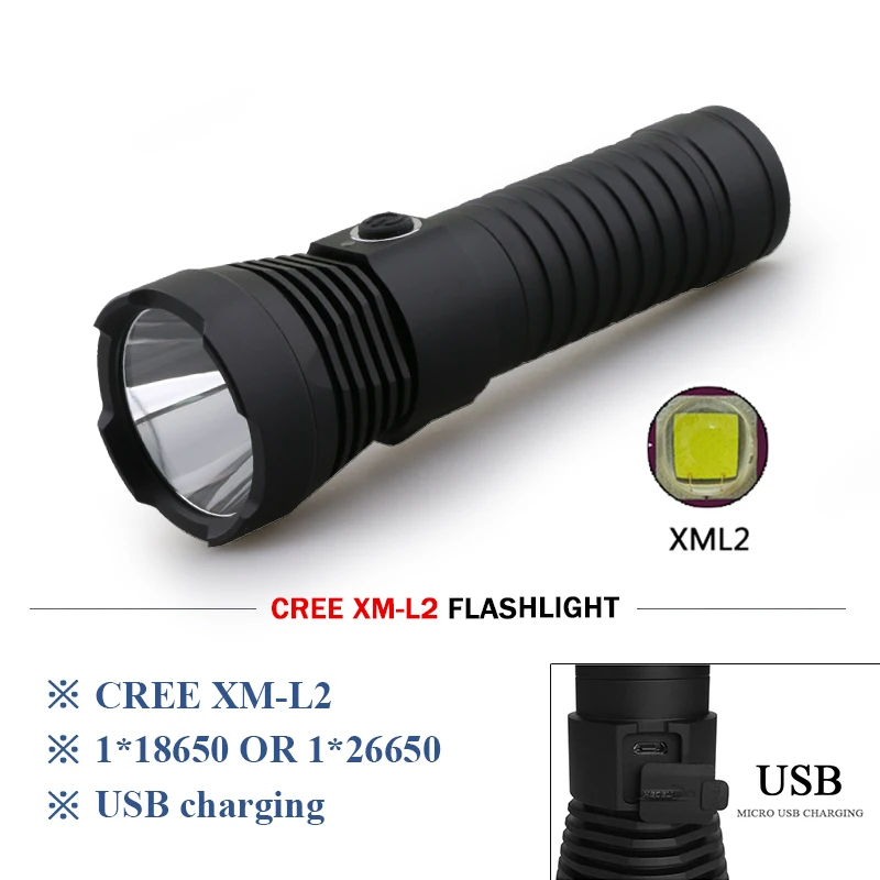 Мощный светодиодный фонарик USB факел xm l2 linterna lanterna militar лампа водонепроницаемый