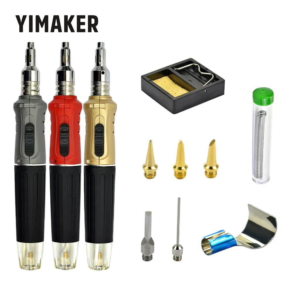 YIMAKER, 10 в 1, бутановый Газовый паяльник, беспроводной сварочный фонарь, набор инструментов, портативный в форме ручки, Газовый паяльник, набор инструментов