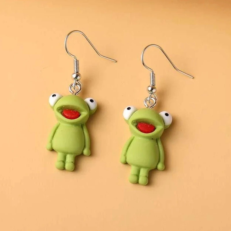 

Green Frog Pendant Earrings for Women Cute Accessories Jewelry Pink Frog Simple Small Dangle Earrings trending products 2021