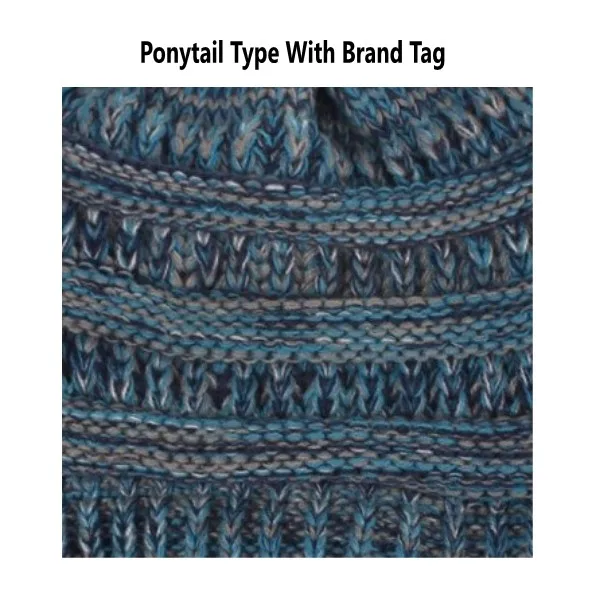 bluemix Ponytail Женские зимние вязаные шапки, шерстяные теплые шапки, женские повседневные Шапки, одноцветные шапки-бини - Цвет: bluemix Ponytail