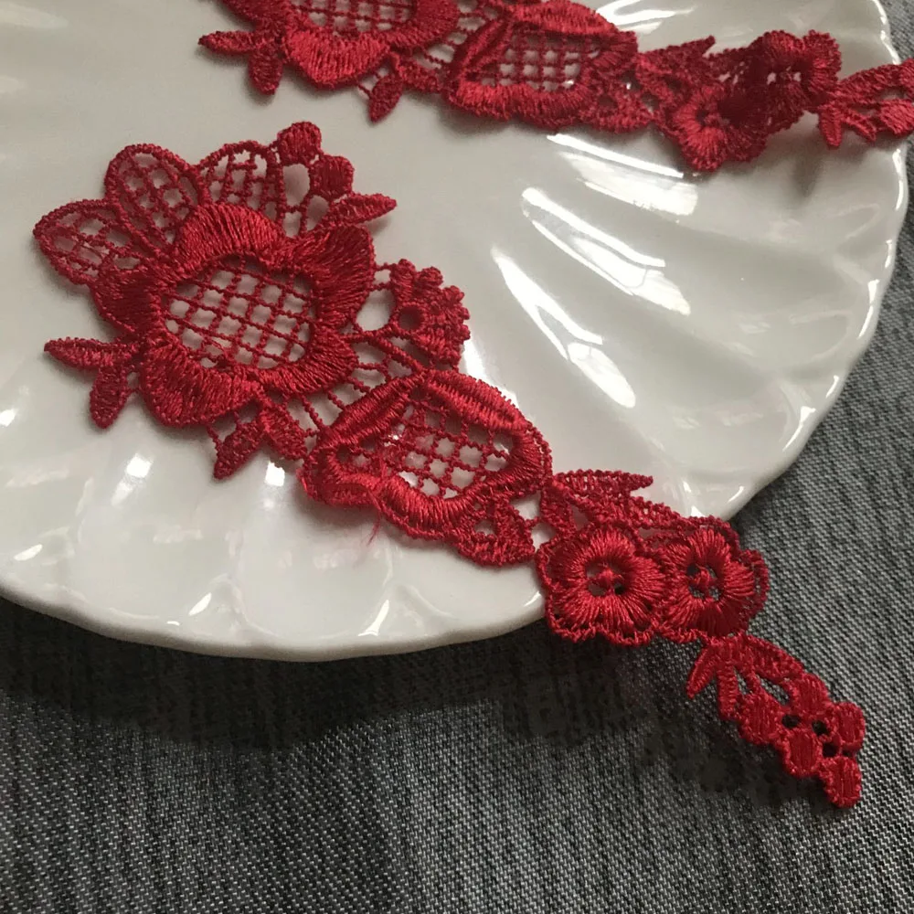 2 шт./компл. красные полые нашивки для одежды 3D вышитые шитья сделай сам Пришивные