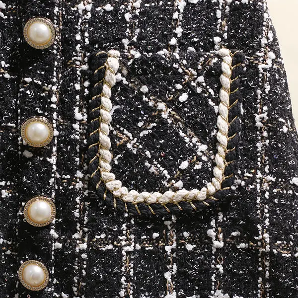 Твидовые женские юбки на осень и зиму новые клетчатые трапециевидные с высокой