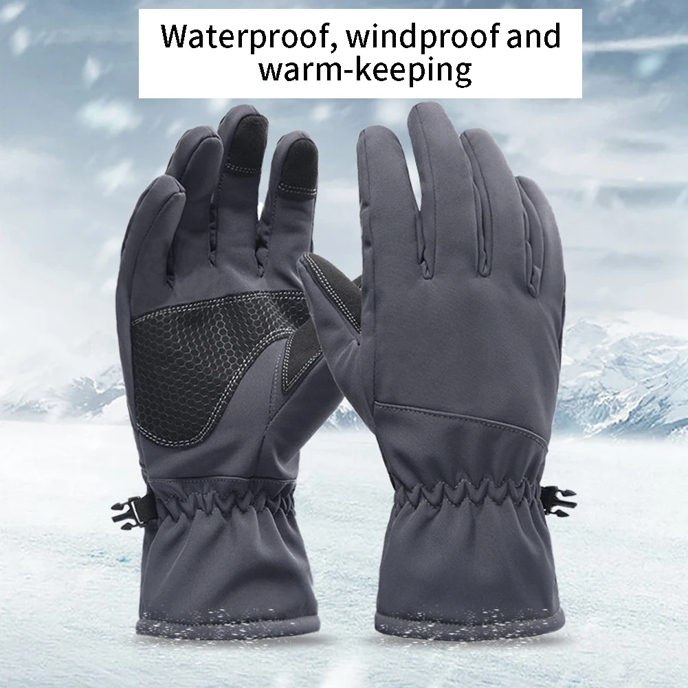 

Women Men With Buckle TouchScreen Winter Cycling Ski Gloves Windproof Waterproof Hiking Elastic Strap Thermal Outdoor Sports