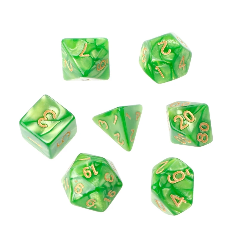 7 шт многогранные кубики Золотые номера для Дракон Pathfinder D20 D12 2xD10 D8 D6 D4 G8TD|Кубики| |
