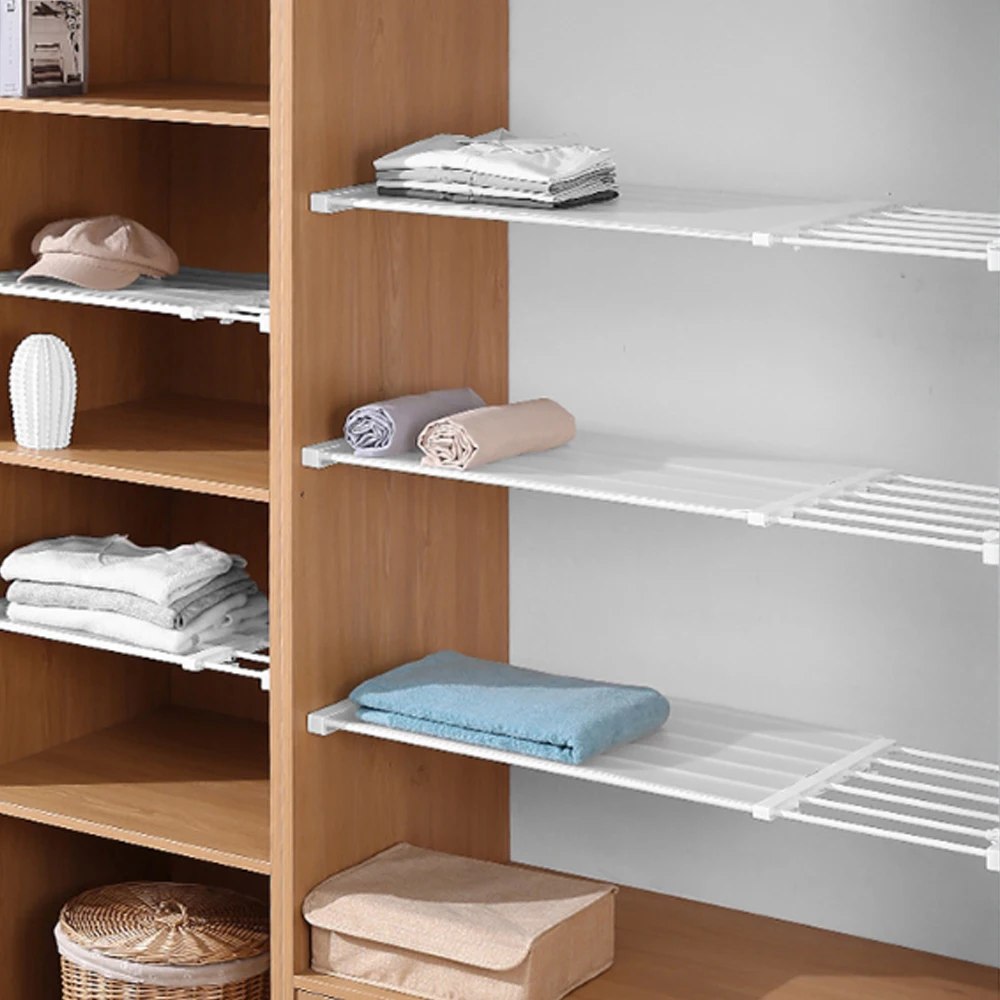 

Adjustable Closet Organizer Storage Shelf Wall Mounted Kitchen Rack Space Saving Wardrobe Decorative Shelves Cabinet Holders