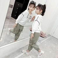 girls suits 2021 new childrens clothing solid color letters korean two piece spring autumn childrens overalls