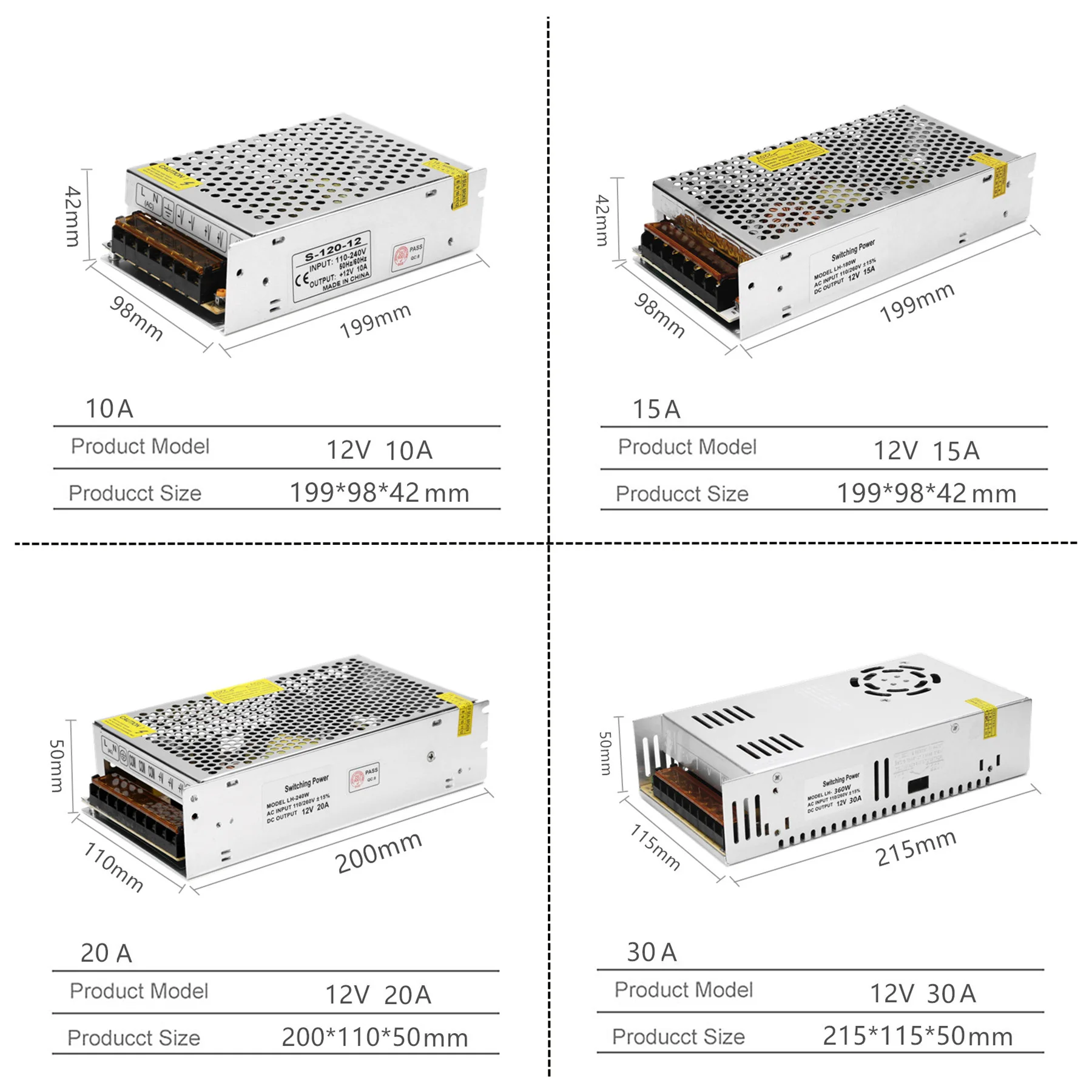 AC 110 V-220 V TO DC 12 1A 3A 5A 10A 15A 20A 30A светодиодный адаптер питания для светодиодных лент
