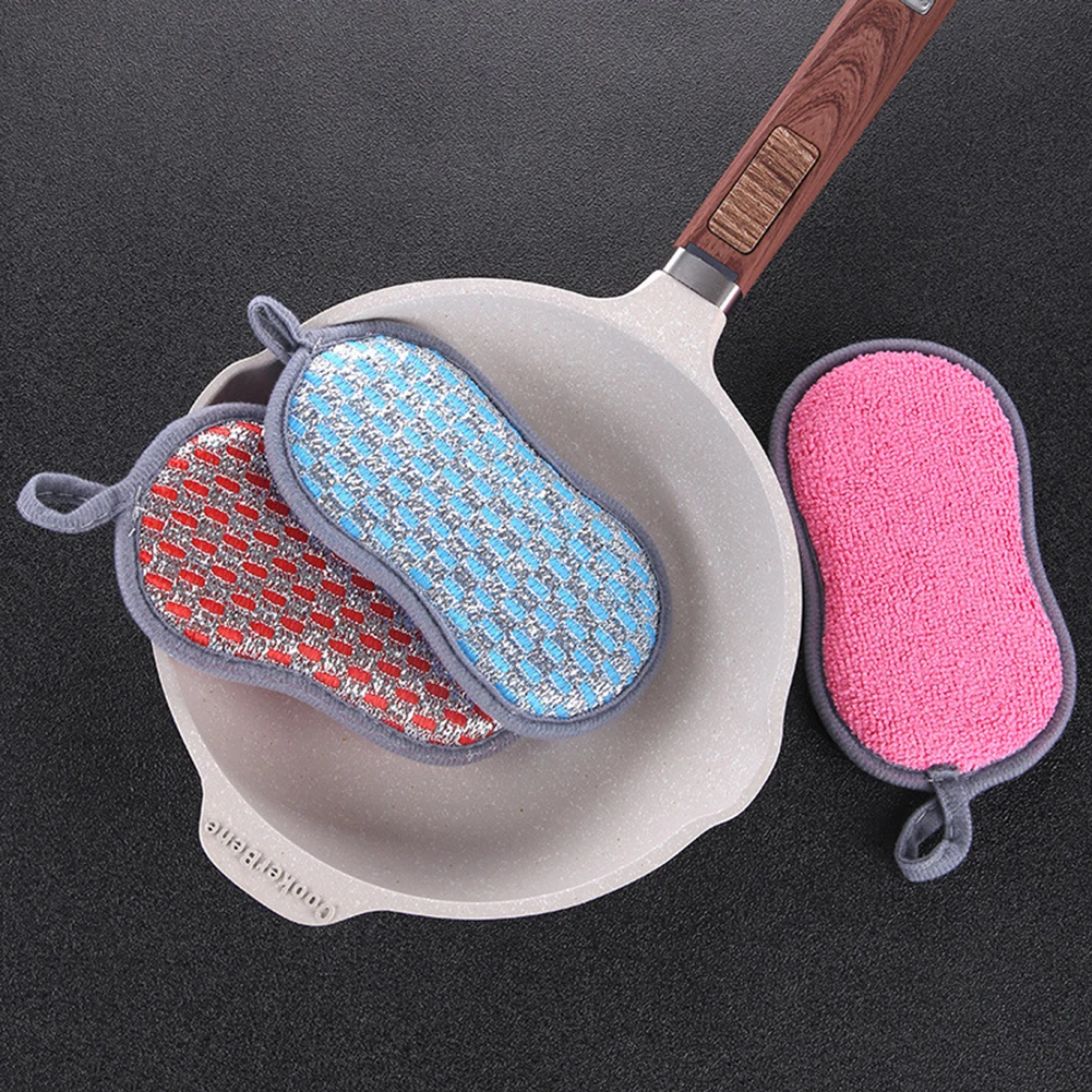 

10Pcs Dishwashing Sponge Thicken Double-Sided Nylon Sponge for Scouring Pads Pots Bowls Bathtub Dish Cloth Cleaning Tools