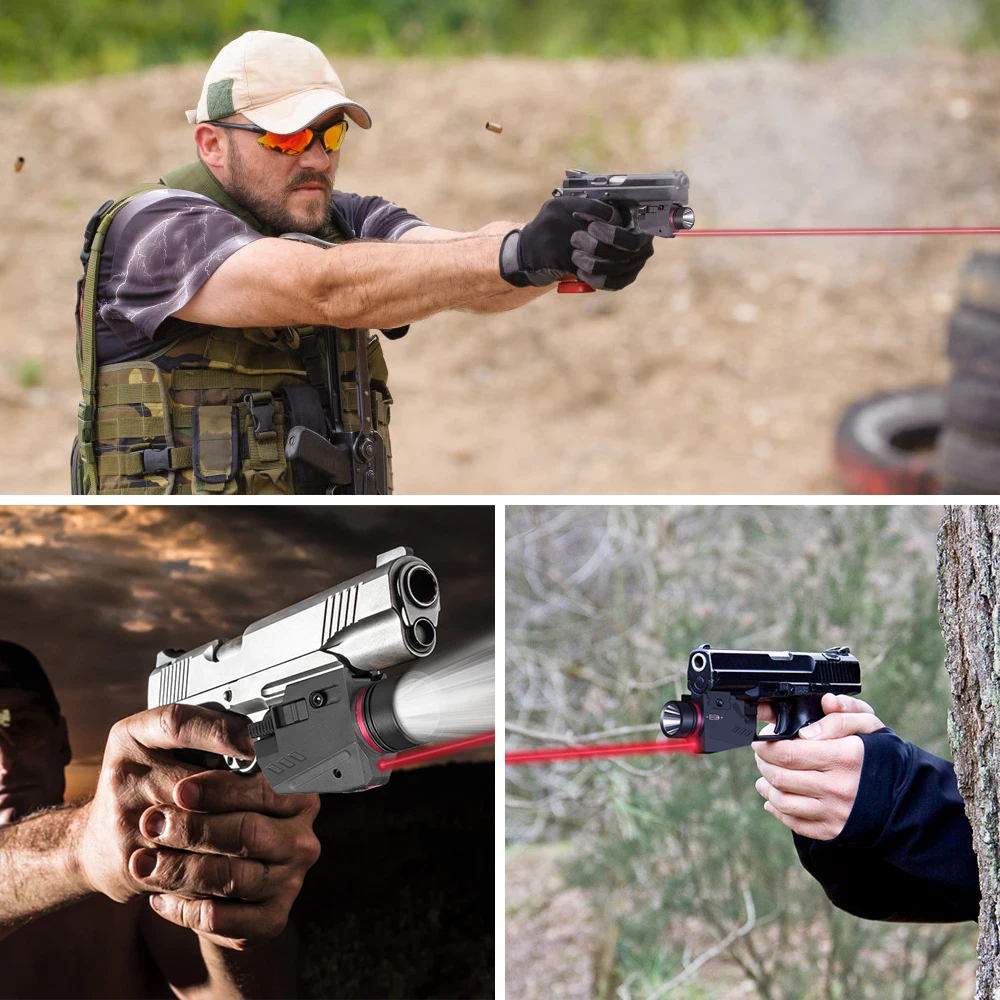 

Tactical LED Gun Light Flashlight Red Laser Sight Portable Pistol Gun Light Military Airsoft Weapon Light for Hunting Shooting