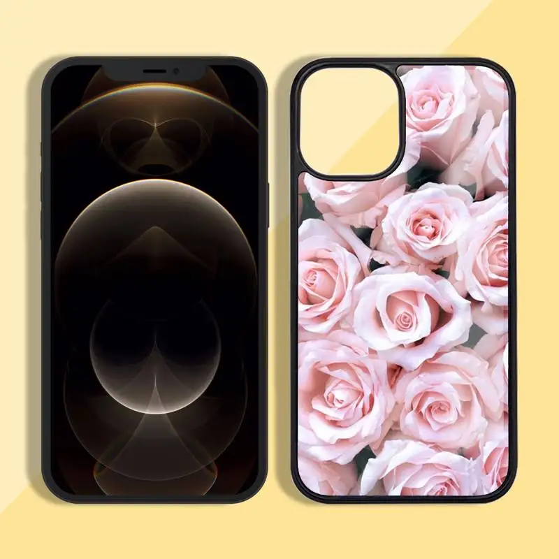 

Pink roses Phone Case Silicone TPU+PC For iPhone11 12 mini Pro MAX 7 8 Plus X XR XS Samsung S20 10 9 8 Plus ultra