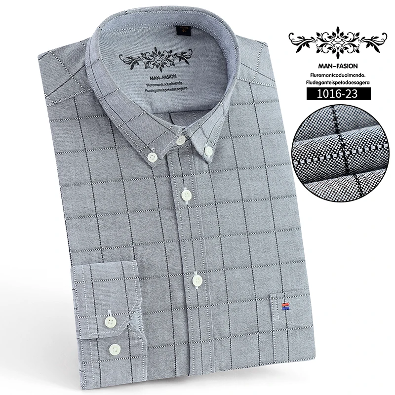 men shirt 23 Мужская синяя оксфордская рубашка с длинным рукавом, с левым нагрудным карманом, Хлопковая мужская повседневная Однотонная рубашка на пуговицах, 5XL 6XL, большой размер - Цвет: men shirt 23