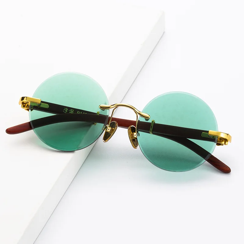 Vazrobe Green  Stone Sunglasses Male Crystal Sun Glasses for Men Women Round Fashion Anti Scratch