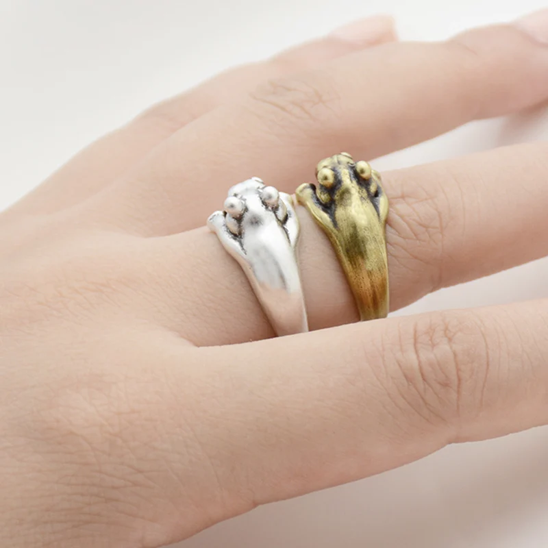 Винтажный панк латунный сустав Hippo Anillos обертывание кольцо Бохо животное Anel Пара