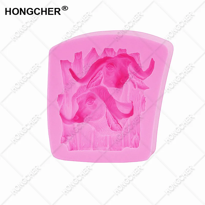 Новая голова животного двойная головка силиконовая форма помадки инструмент для