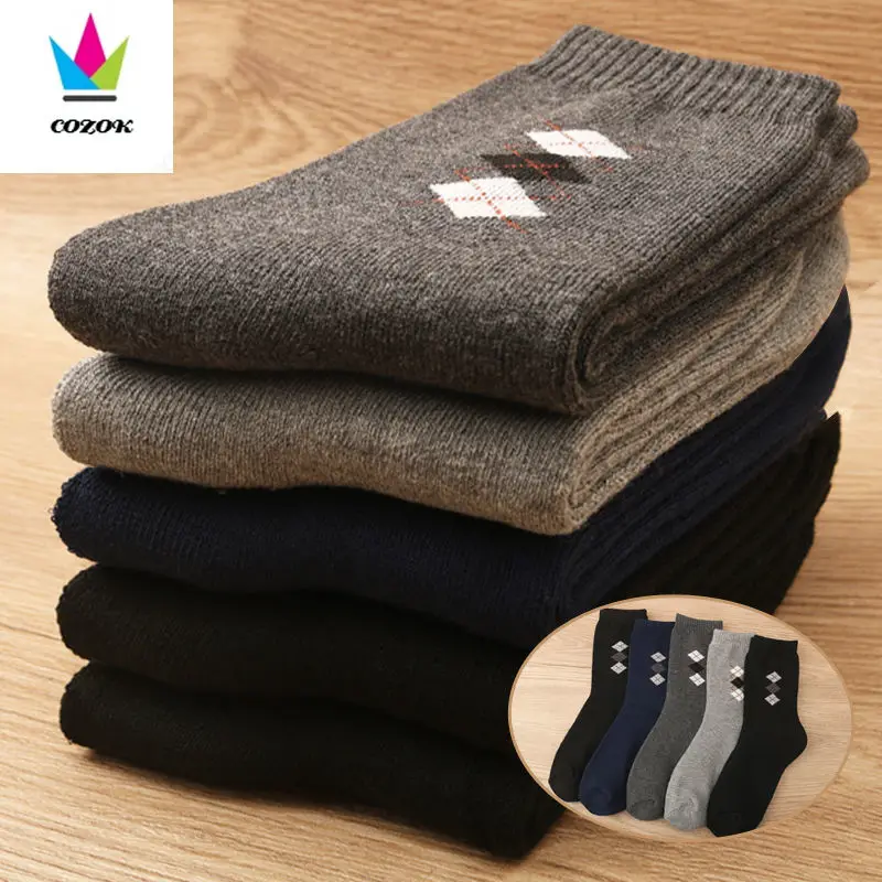 

20pcs/10 pairs winter socks men's cotton socks autumn and winter thick and velvet winter thick middle tube warm long tube