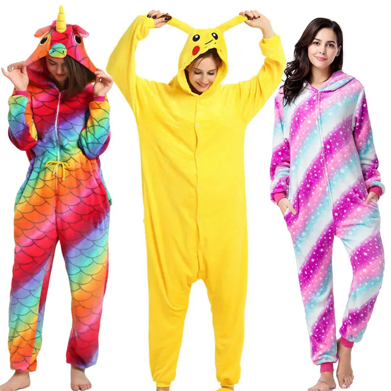 Фланелевые кигуруми Комбинезоны для женщин пижамы животных Стич комбинезоны