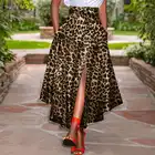 Юбка женская с леопардовым принтом, модная трапециевидная Макси-юбка на молнии, Повседневная Длинная ассиметричная с карманами, ZANZEA2021