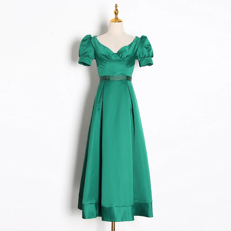 TWOTWINSTYLE Винтаж Ruched Для женщин платья с вырезом лодочкой Фонари короткий рукав