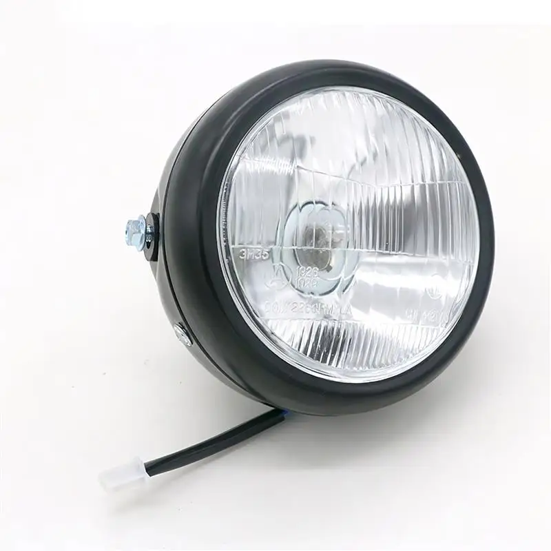 

6.3" 35W Universal Retro Motorcycle Headlight Halogen Motorbike Headlamp Black Aluminum Front Light Vintage Headlight