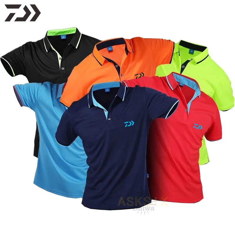 

Summer Fishing T-shirt Daiwa Men's Thin Anti-sweat Polo Fishing Wear Breathable Quick Dry Multi-color Outdoor Sport Clothing