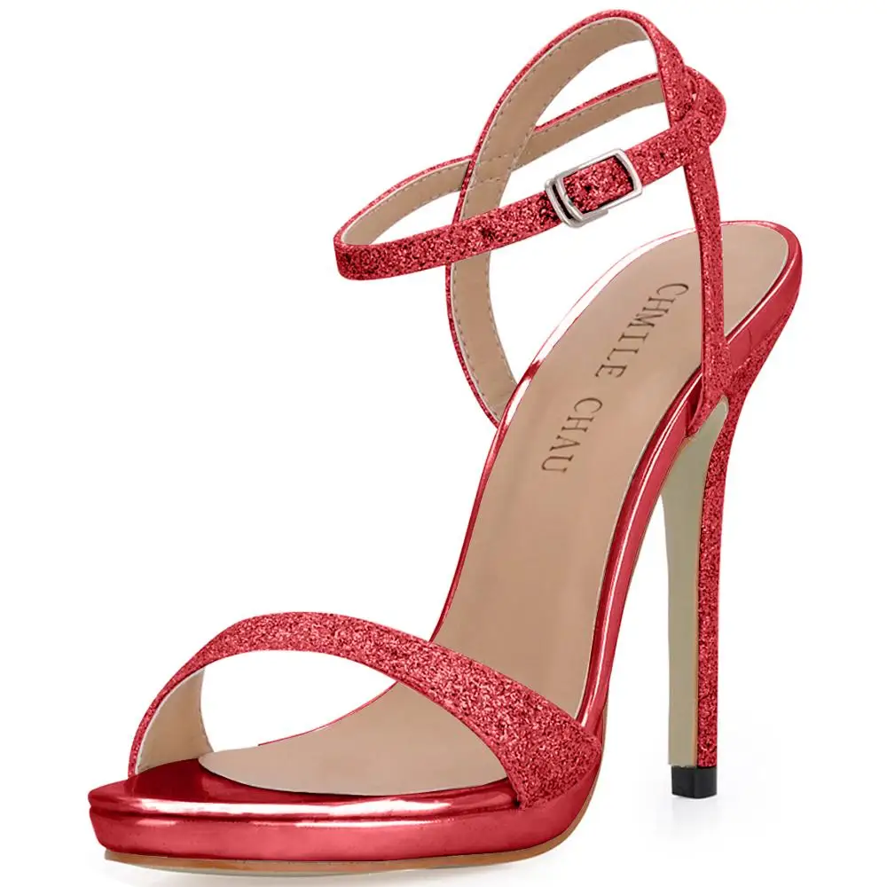 Chmile чау элегантный блеск Свадебная женская обувь высокий каблук шпилька Ремешок