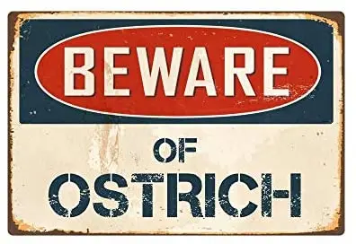 

Жестяной знак Остерегайтесь страуса 18X12 дюймов винтажный алюминиевый Ретро металлический знак, Сделано в США