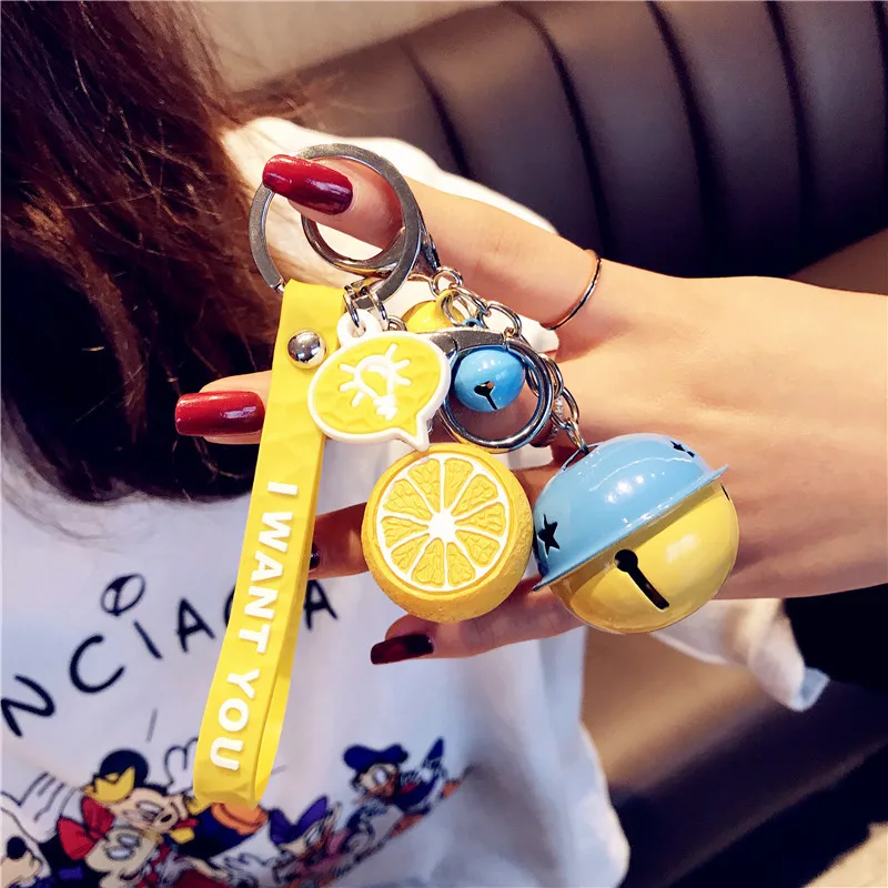 

Cute Fruit Keychain Ins Summer Cool Lemon Watermelon Key Chain Girl Bag Pendant Keyring Kids Women Gifts