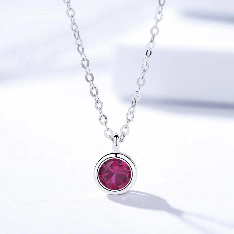 

Ожерелье из серебра S925 пробы для женщин, простое маленькое ожерелье с свежими бриллиантами с круглой геометрической формы