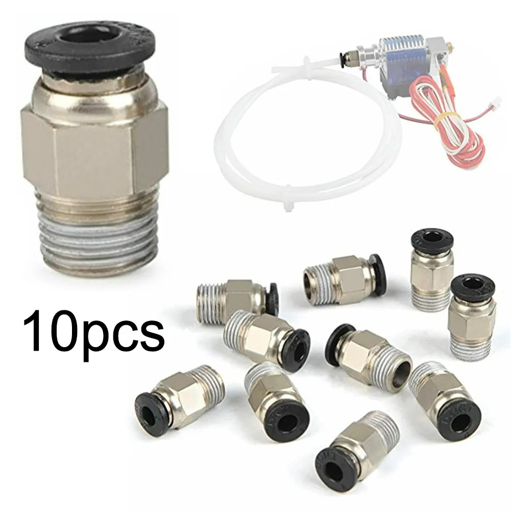 

10Pcs PC4-M10 External Thread Straight Pneumatic Connector PTFE Tube Push In Quick Fitting Connector Fit For 3D Printer