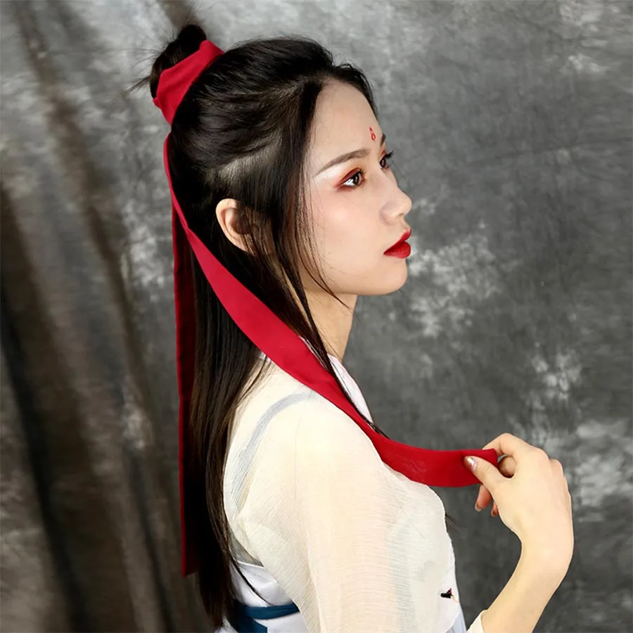 Ancient Chinese clothing headband antique headdress ribbon bronzing super fairy cloud crane tassel hair rope |