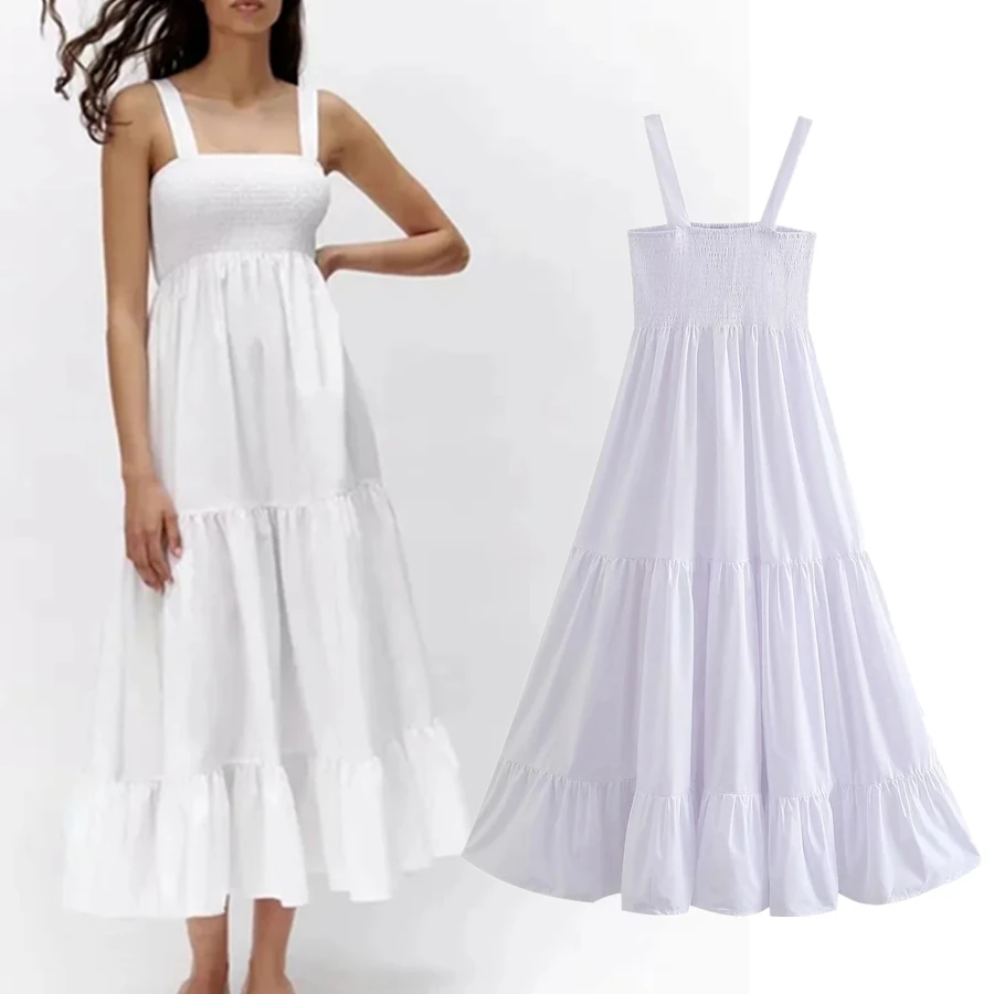 

Elmsk Summer Dress England Solid Simple Fashion Sexy Holiday Beach Dress Colorful Casual Beach long Dress Women Vestidos Tops