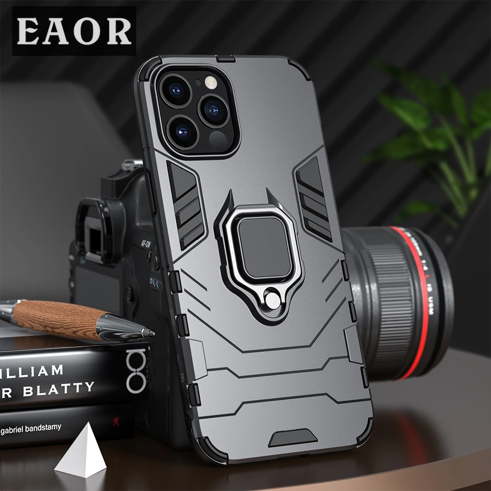 

EAOR Shockproof Armor Case for iPhone 13 Pro Max Ring Stand Back Cover Shell for iPhone 11 12 Pro Max XS XR X 12 Mini SE 2020