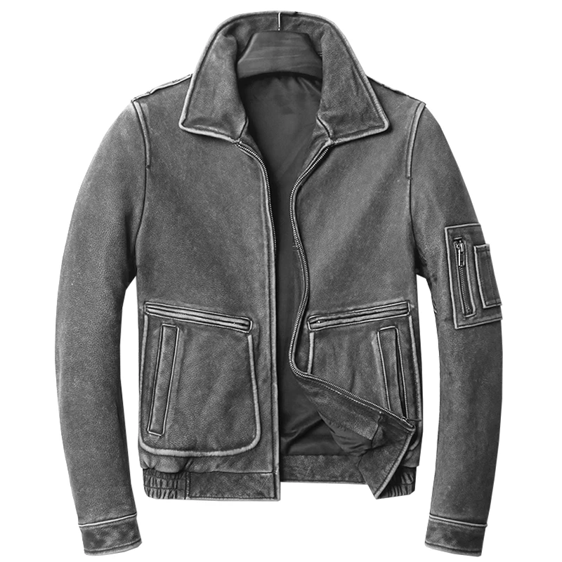 Мужская куртка пилот ВВС из коровьей кожи в стиле ретро США новинка зимы мужское