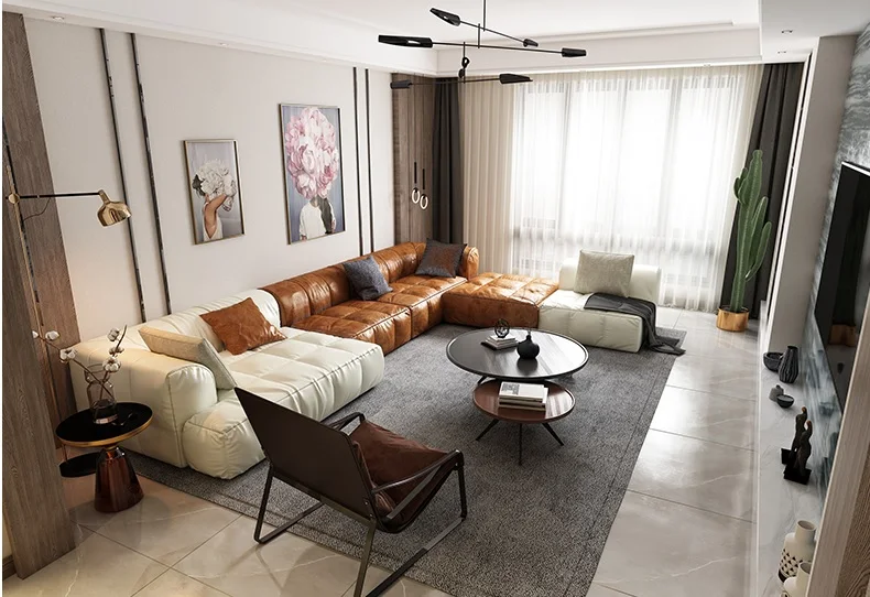 Секционный диван современного дизайна с шезлонг|Диваны для гостиной| |