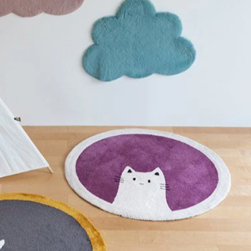 

Baby Play Mat Crawling Carpet Kids Room Floor Rug Round Cartoon Cat Printed Pad 54DF