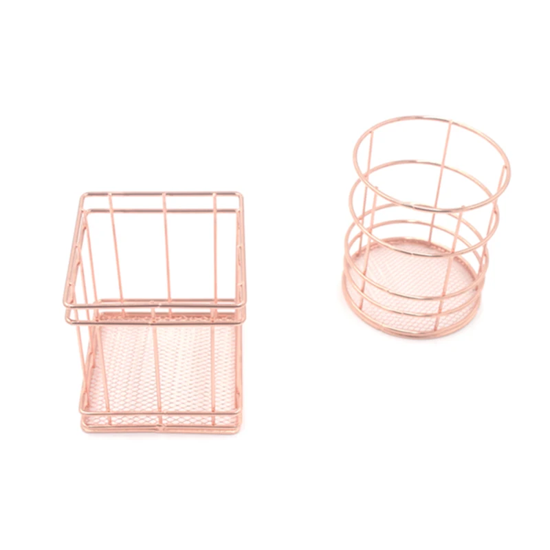 Горячая проволока железная корзина для хранения розовое золото прочная домашняя