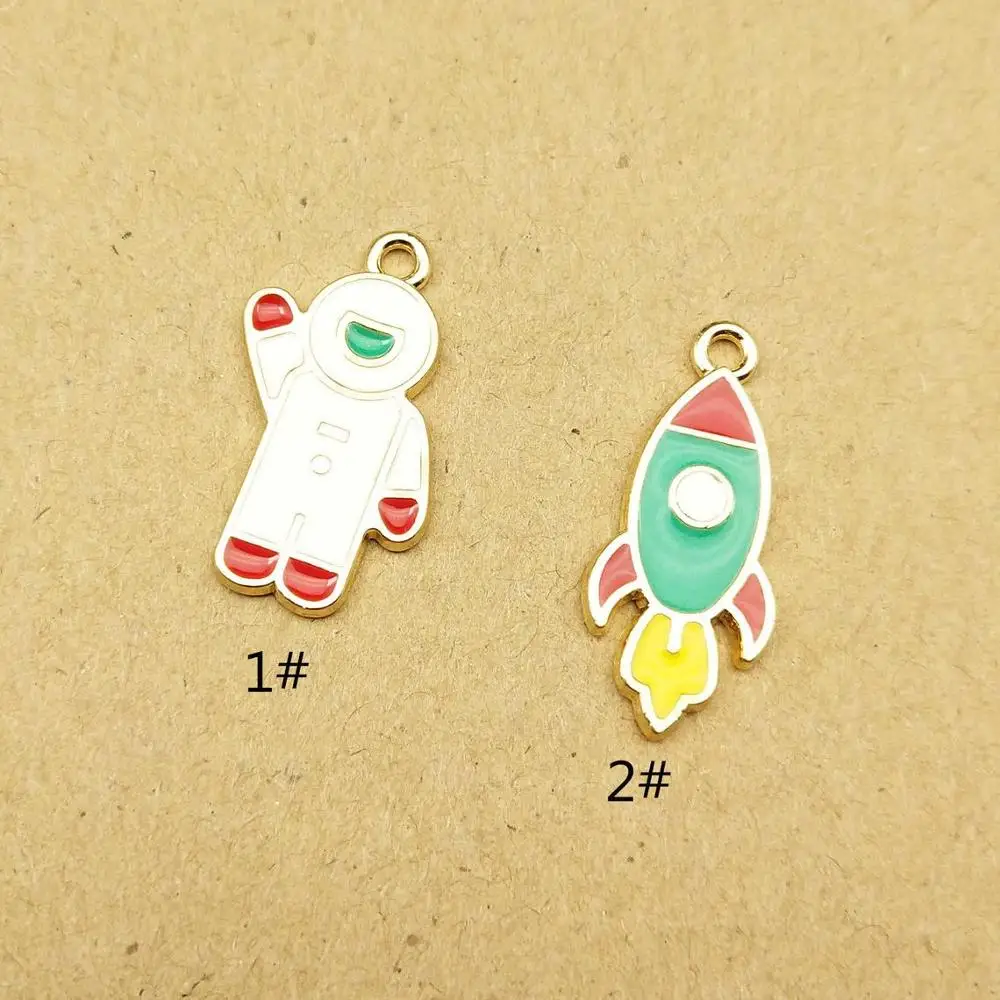 

10pcs enamel spaceman rocket charm for jewelry making and crafting fashion earring pendant necklace bracelet charms
