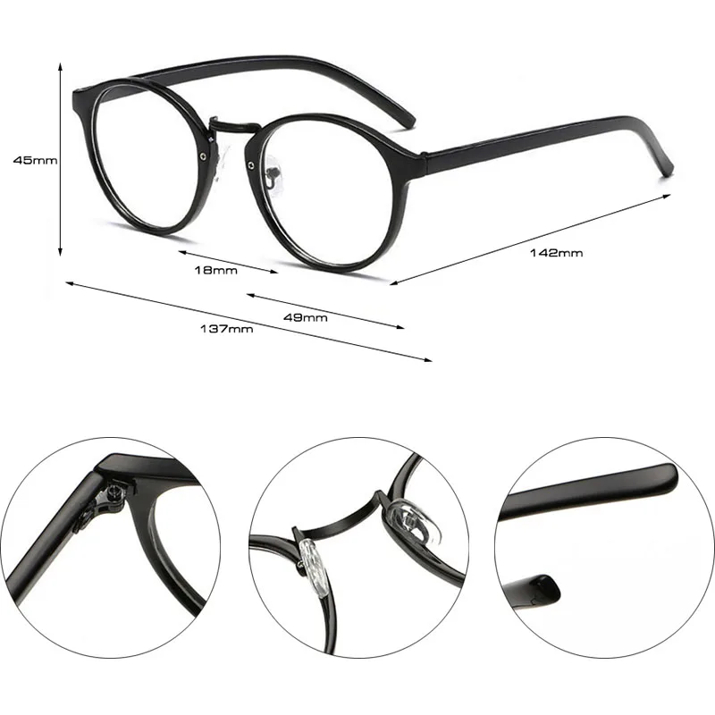 Мужские и женские очки с круглой оправой SHAUNA брендовые дизайнерские черные