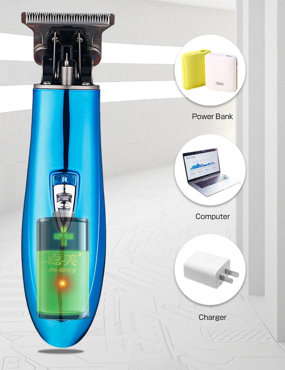 Беспроводная профессиональная машинка для стрижки волос и бороды с USB-зарядкой для мужчин.