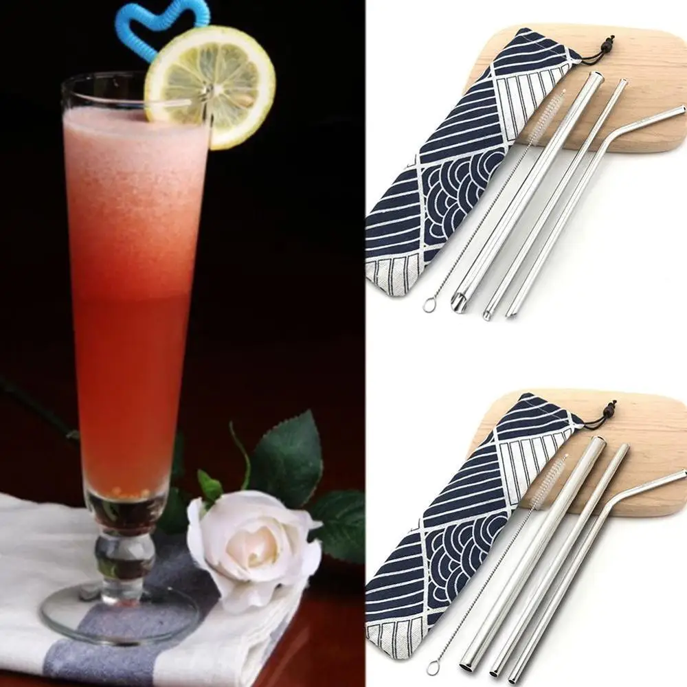 Металлические многоразовые 316 соломинки из нержавеющей стали прямые изогнутые