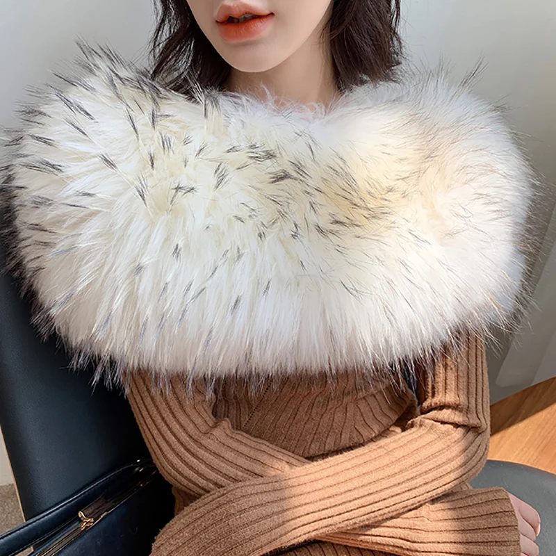 

YCFUR New Style Women Scarves Winter Warm Real Fox Fur Wraps for Ladies Super Elastic Quality Thick Fluffy Fur Neck Scarf Cape