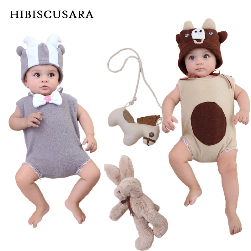 Infant Baby Souvenir Pictures Clothes Photography Clothing Costumes Hat Rompers 2pcs Set Polar Fleece Fotografia Props